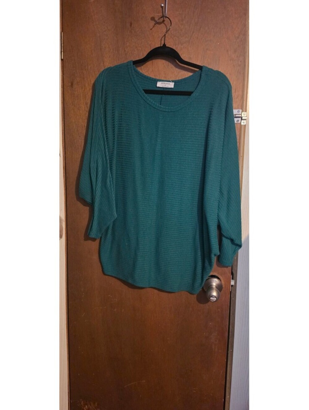 Zenana Teal Green Ribbed Knit Sweater, Size Large - Picture 1 of 4
